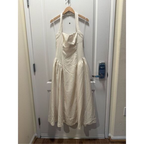 Line & Dot Greta Halter Maxi Dress in cream size S NWOT $173 - Picture 4 of 8